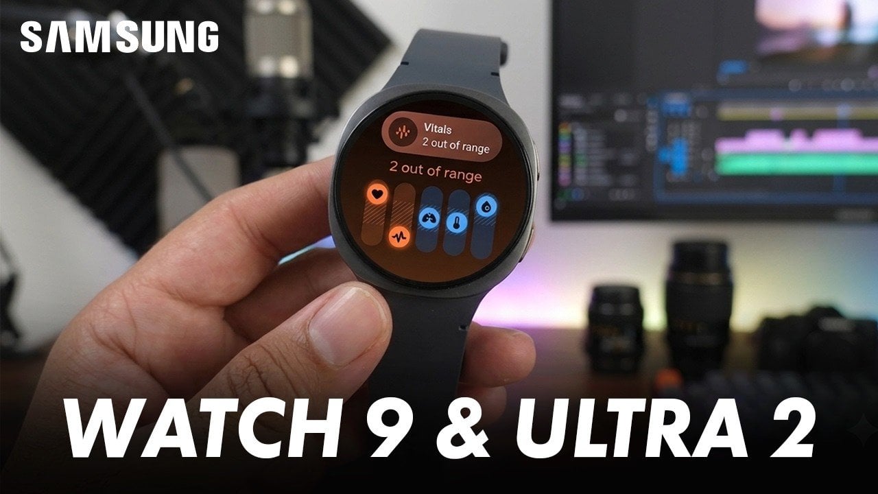 A rumored rendering of the Samsung Galaxy Watch 9 in silver with an olive green band.