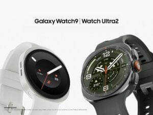 The titanium Samsung Galaxy Watch Ultra2 displaying a trail running tracking screen.