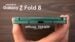 A cinematic, shadowy teaser shot of the new Samsung Galaxy Z Fold 8 revealing its wider shape.