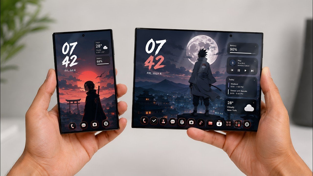 The new Samsung Galaxy Z Fold 8 showing its shorter and wider form factor