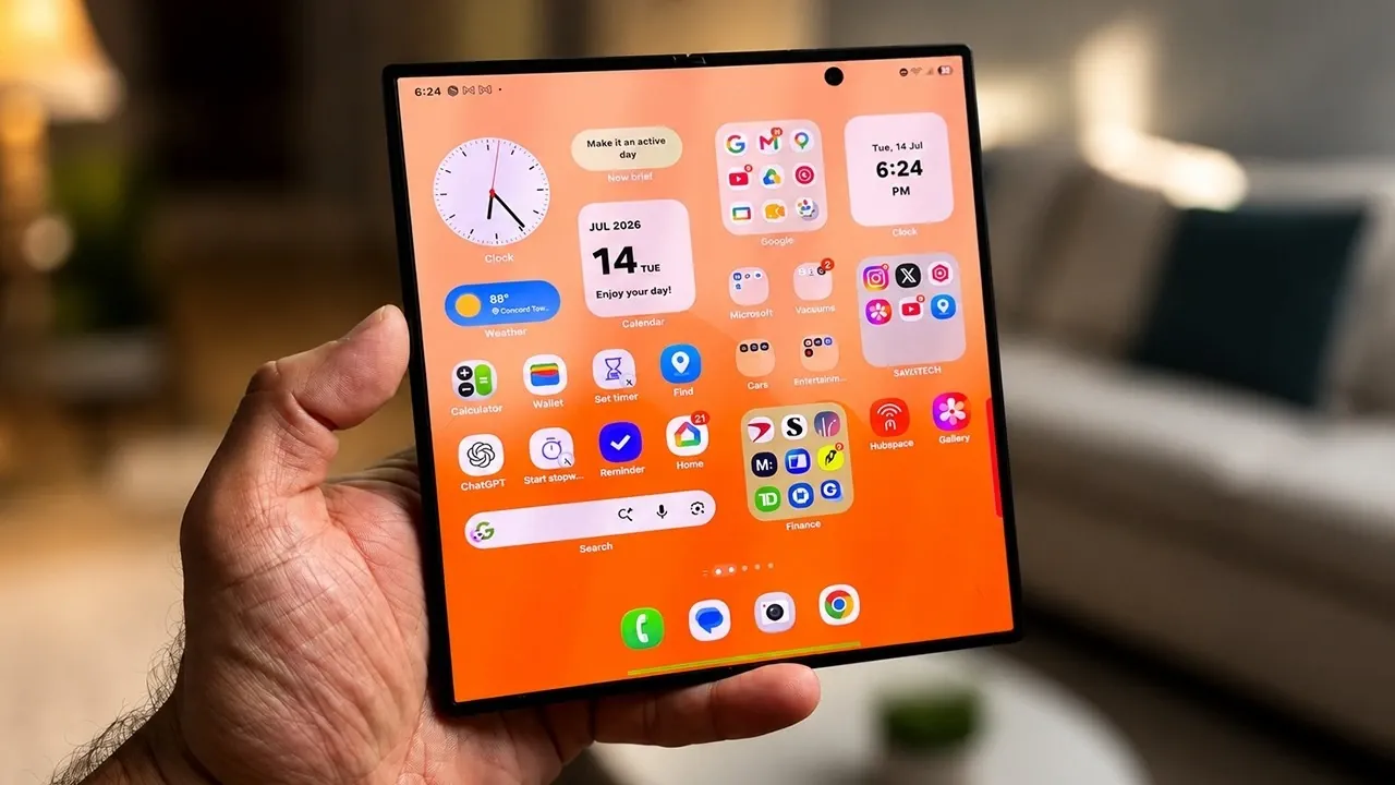 The inner foldable display featuring the new anti-reflective coating and reduced crease.