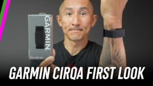 Garmin CIRQA smart band resting on a flat surface.