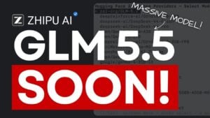 The GLM 5.5 logo displayed on a digital screen.
