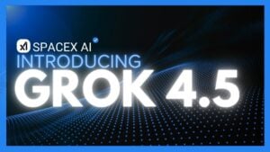 Grok 4.5 code generation interface showing front-end development