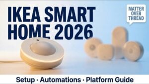 IKEA's new Matter-over-Thread smart home devices displayed together.