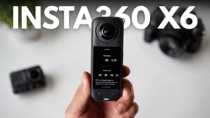 Front view of the Insta360 X6 camera showing the upgraded lens.