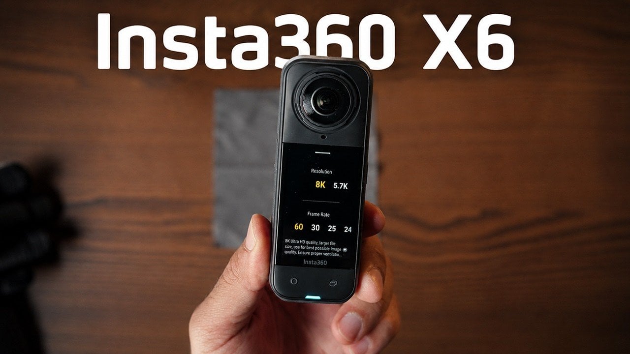 Person recording 8K 360 degree video with the Insta360 X6.