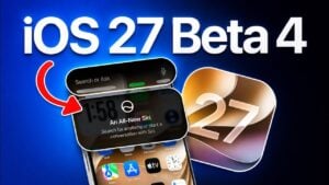 The iOS 27 developer beta 4 software update screen on an iPhone