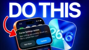 An iPhone screen displaying the iOS 26.6 software update available for download.