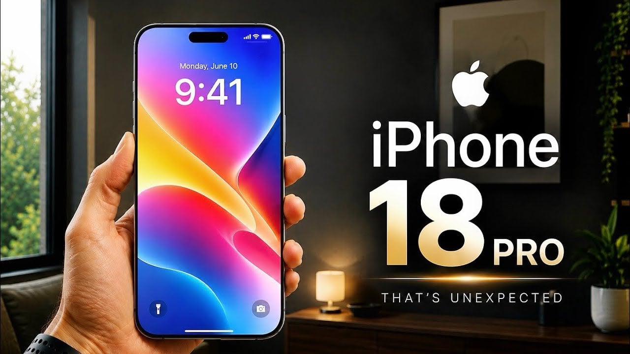 Front view of a conceptual iPhone 18 Pro Max display