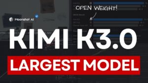 A graphic displaying the Kimi K3 model logo and release details.