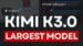 A graphic displaying the Kimi K3 model logo and release details.