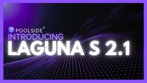 Bar chart comparing Laguna S 2.1 benchmarks against GLM 5.2 and HY3 models.