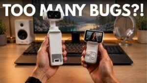 User holding the Insta360 Luna Ultra wireless remote screen.