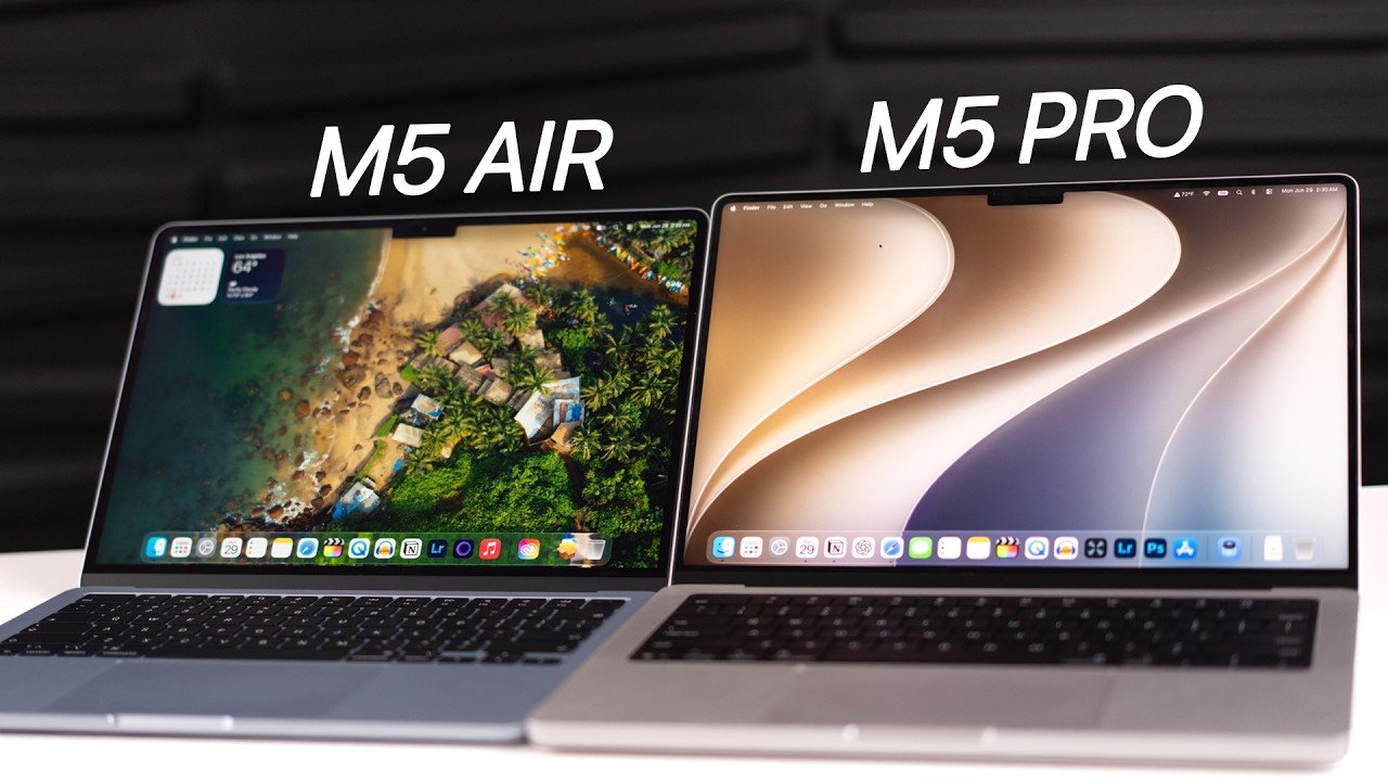 Side by side comparison of the M5 MacBook Air and M5 MacBook Pro