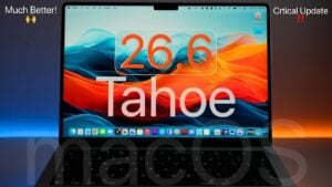 The macOS software update screen showing the Tahoe download
