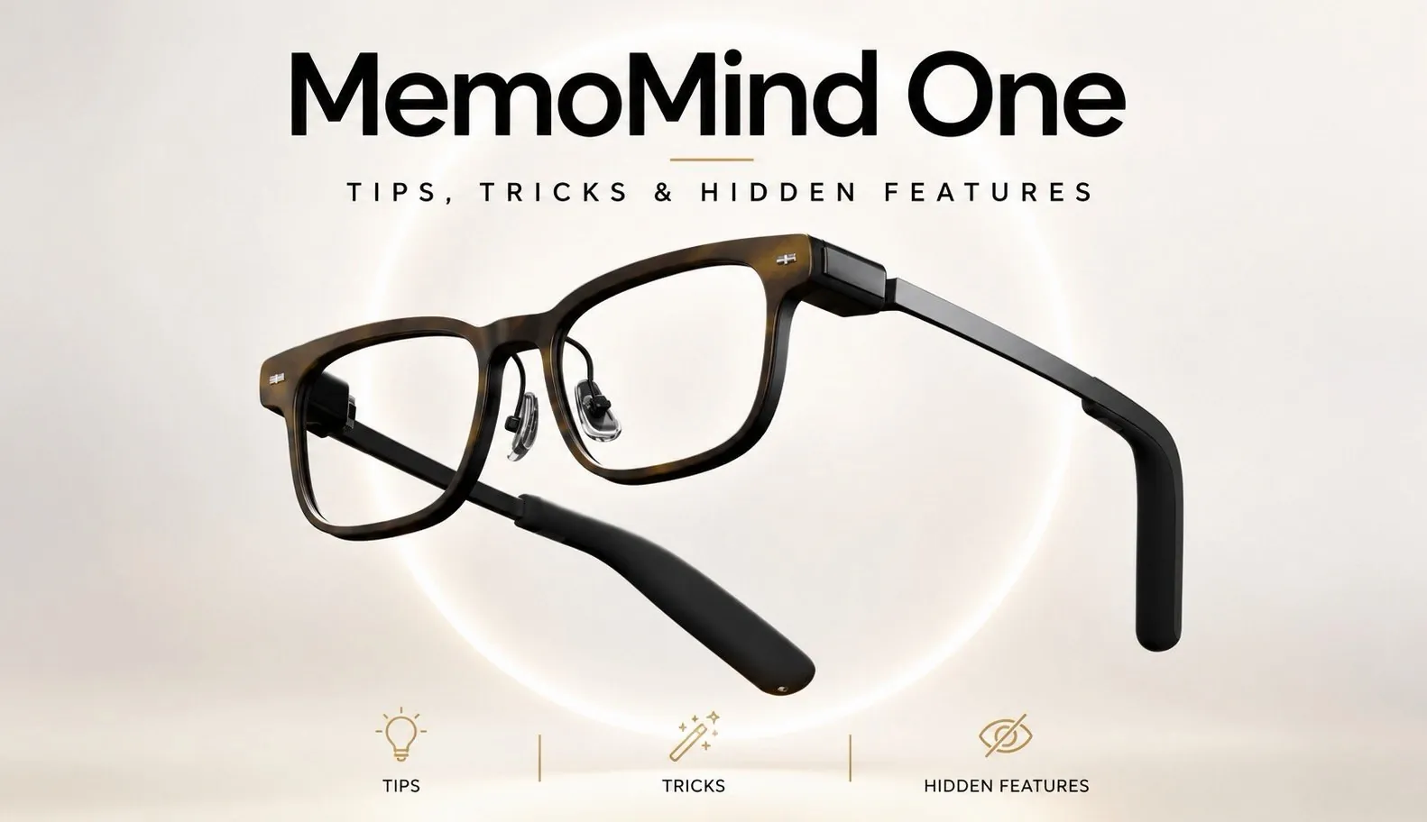 The dual LED displays shining on the lenses of the MemoMind One.