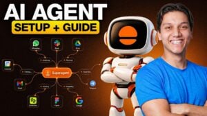 A user interface showing the setup process for a no-code AI agent.