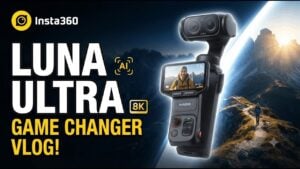 The Insta360 Luna Ultra removable screen used as a microphone.