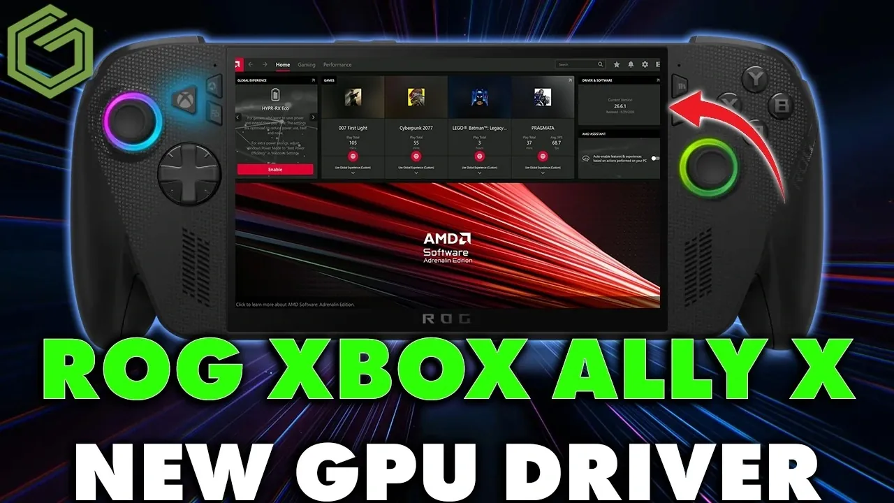 ROG Xbox Ally X handheld gaming console displaying the update screen