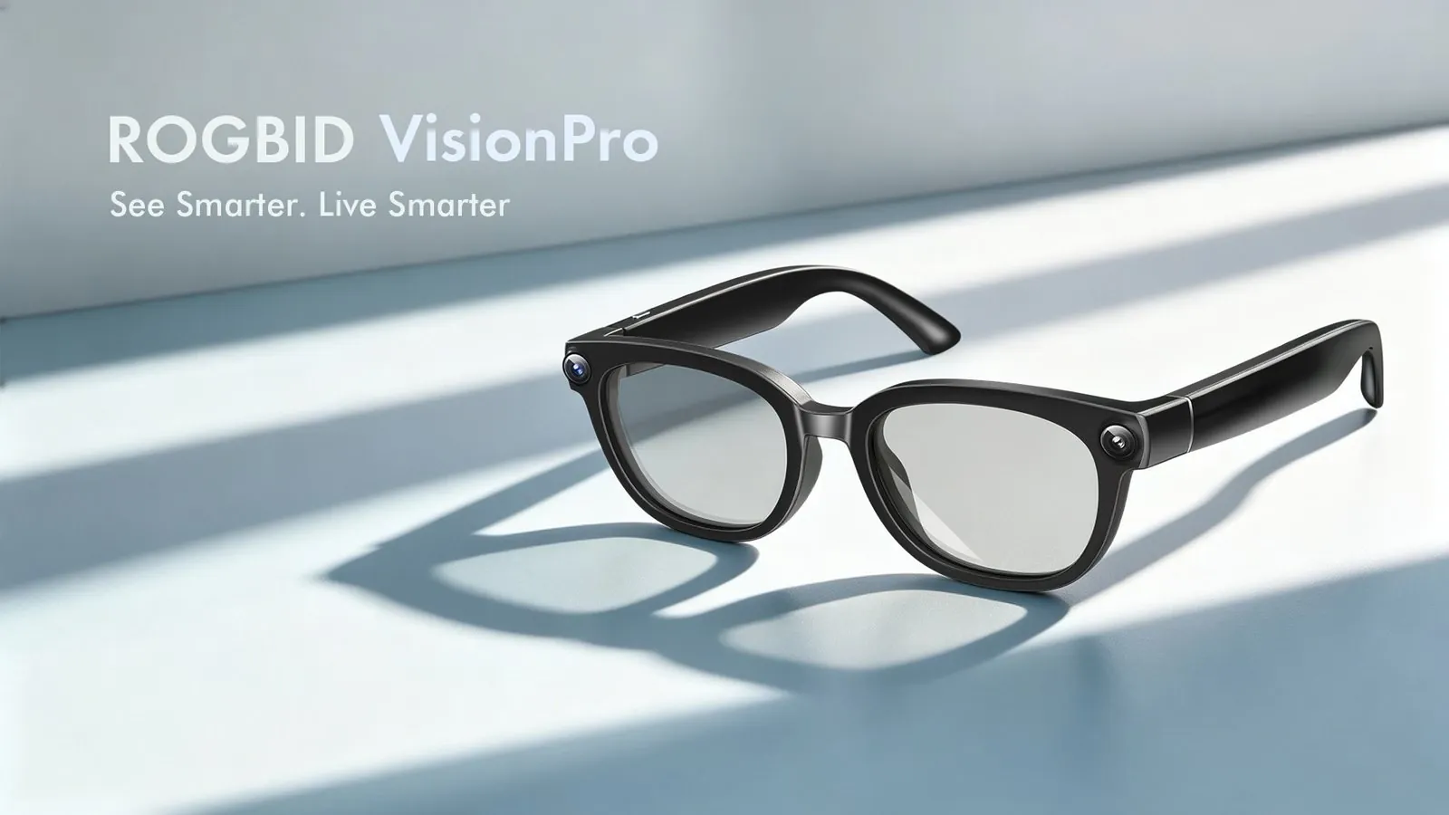 Rogbid VisionPro smart glasses displaying real-time translation features.
