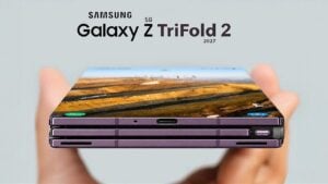 A conceptual rendering of the upcoming Samsung Galaxy Z Trifold device.