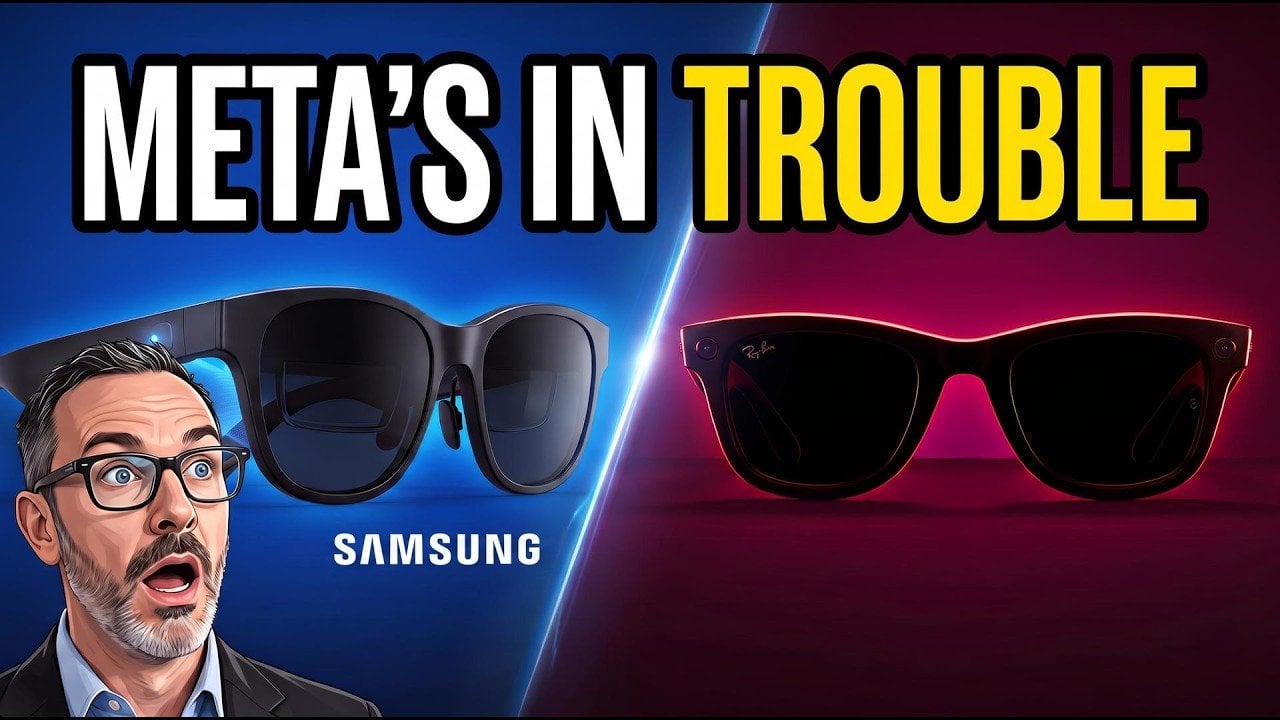 Person wearing Samsung smart glasses at Galaxy Unpacked