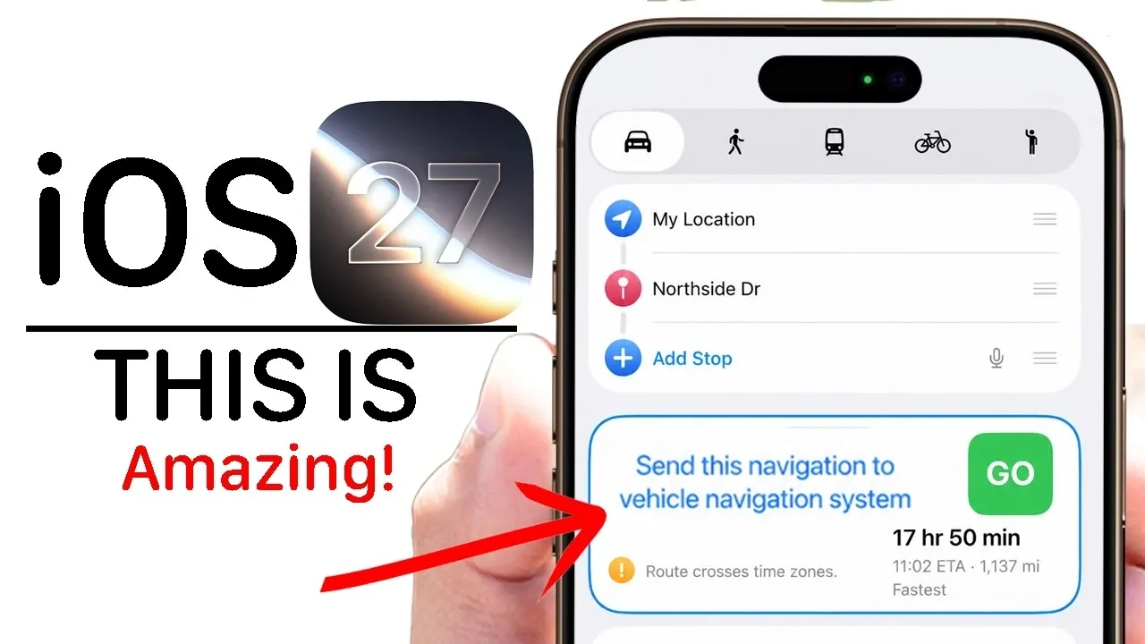 Apple CarPlay interface showing navigation sent to a car GPS.