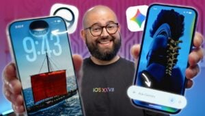 Side by side logos of Siri AI and Google Gemini on smartphone screens.