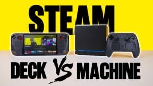 Side by side comparison of the Steam Deck and Steam Machine.