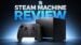 A black Steam Machine console resting on an entertainment center