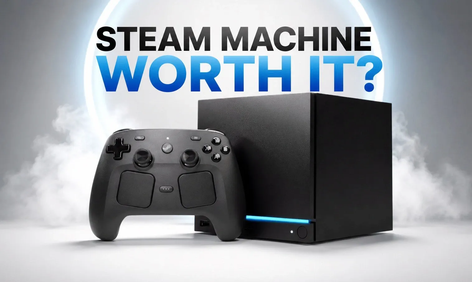 Steam Machine integrated into a modern living room entertainment setup.