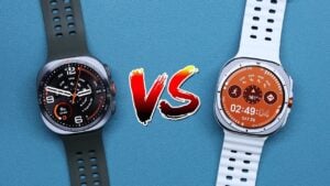 Side by side comparison of the Galaxy Watch Ultra 2 and Ultra 1 smartwatches