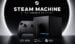 The Valve Steam Machine compact gaming PC on an entertainment center