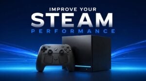 The Steam Machine console running an optimized game.