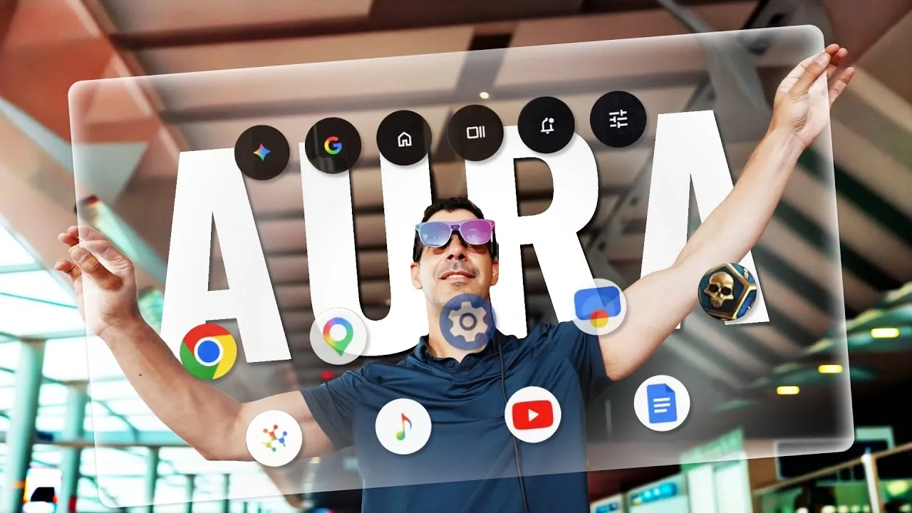 A user's point of view showing multiple virtual browser windows floating in a workspace.