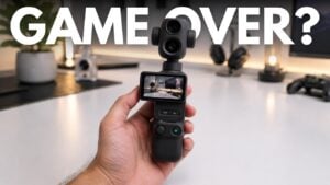 The Xtra Mevo 2 Pro pocket camera resting on a desk