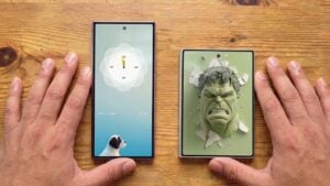 Side by side front view of the Galaxy Z Fold 8 and Z Fold 8 Ultra