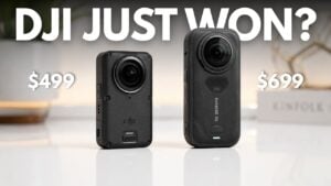 A side-by-side comparison of the Insta360 X6 and DJI Osmo 360 II.