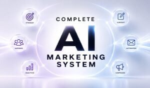 A diagram illustrating the layers of a complete AI marketing system.