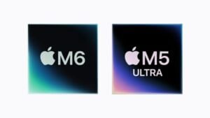 The new Apple M6 processor chip showing the silicon die
