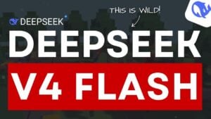 DeepSeek V4 Flash logo and branding on a dark background.