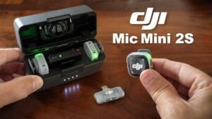 DJI Mic Mini 2S transmitter and receiver on a table