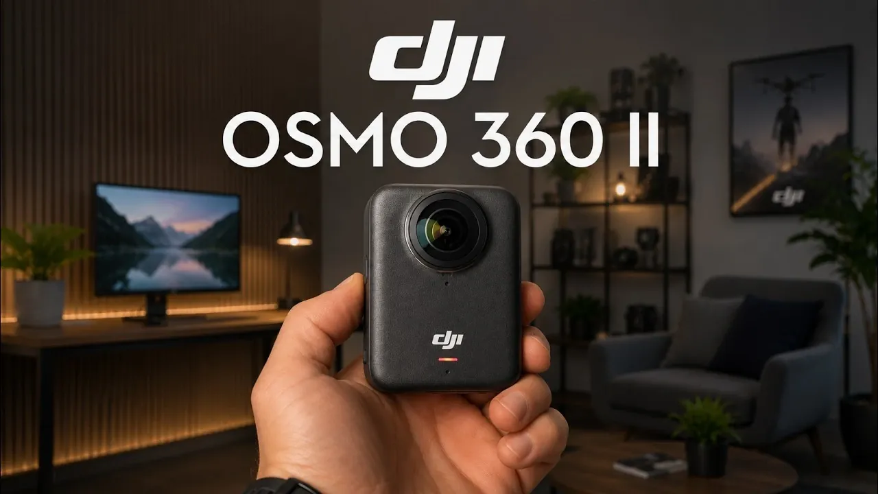 A person filming outdoors using the DJI Osmo 360 II.