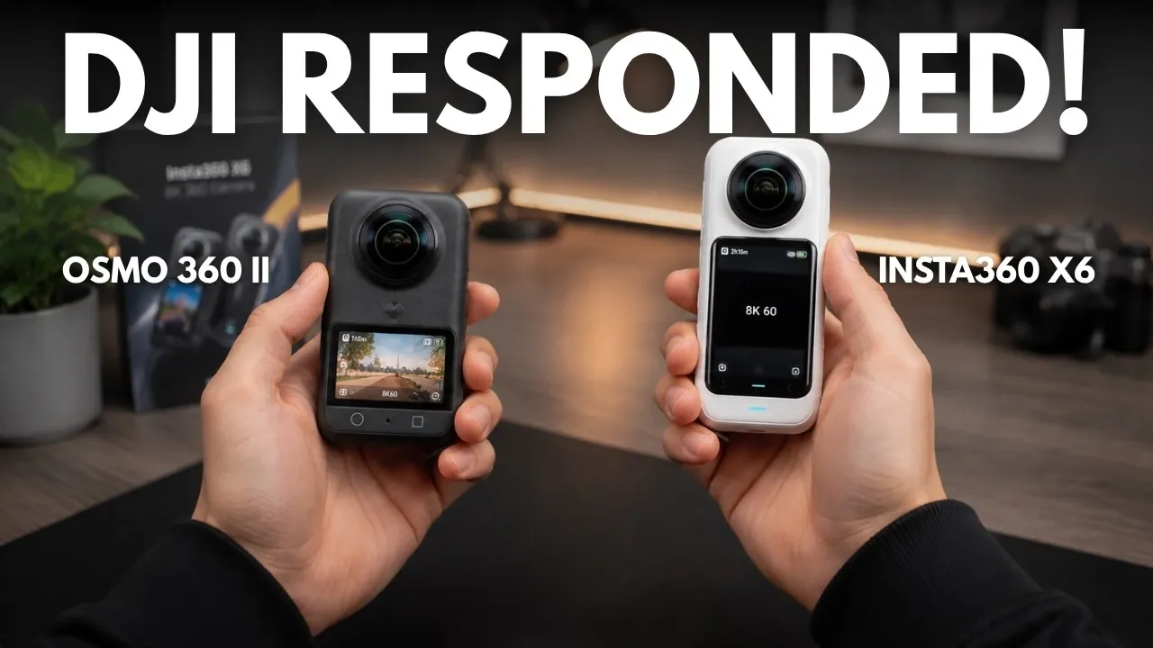 Side by side comparison of the DJI Osmo 360 II and Insta360 X6.