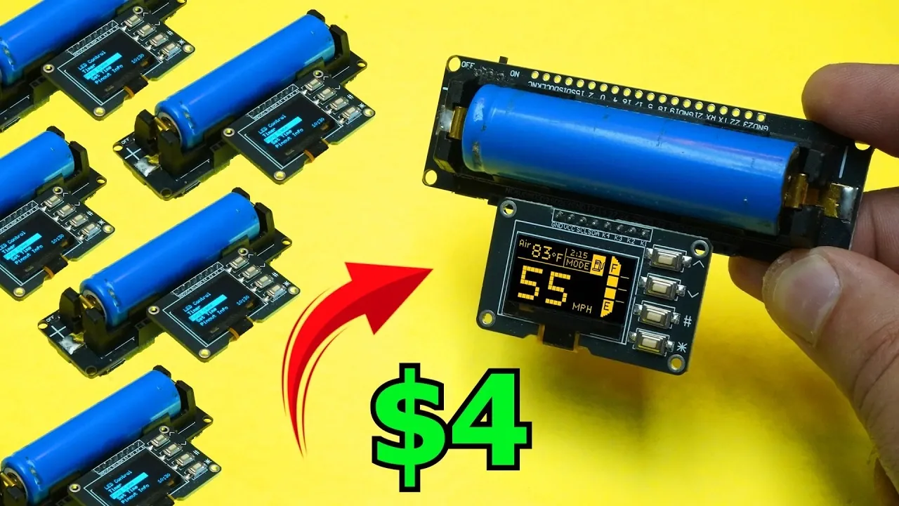 The back of an ESP32 module featuring a rechargeable 18650 battery holder.