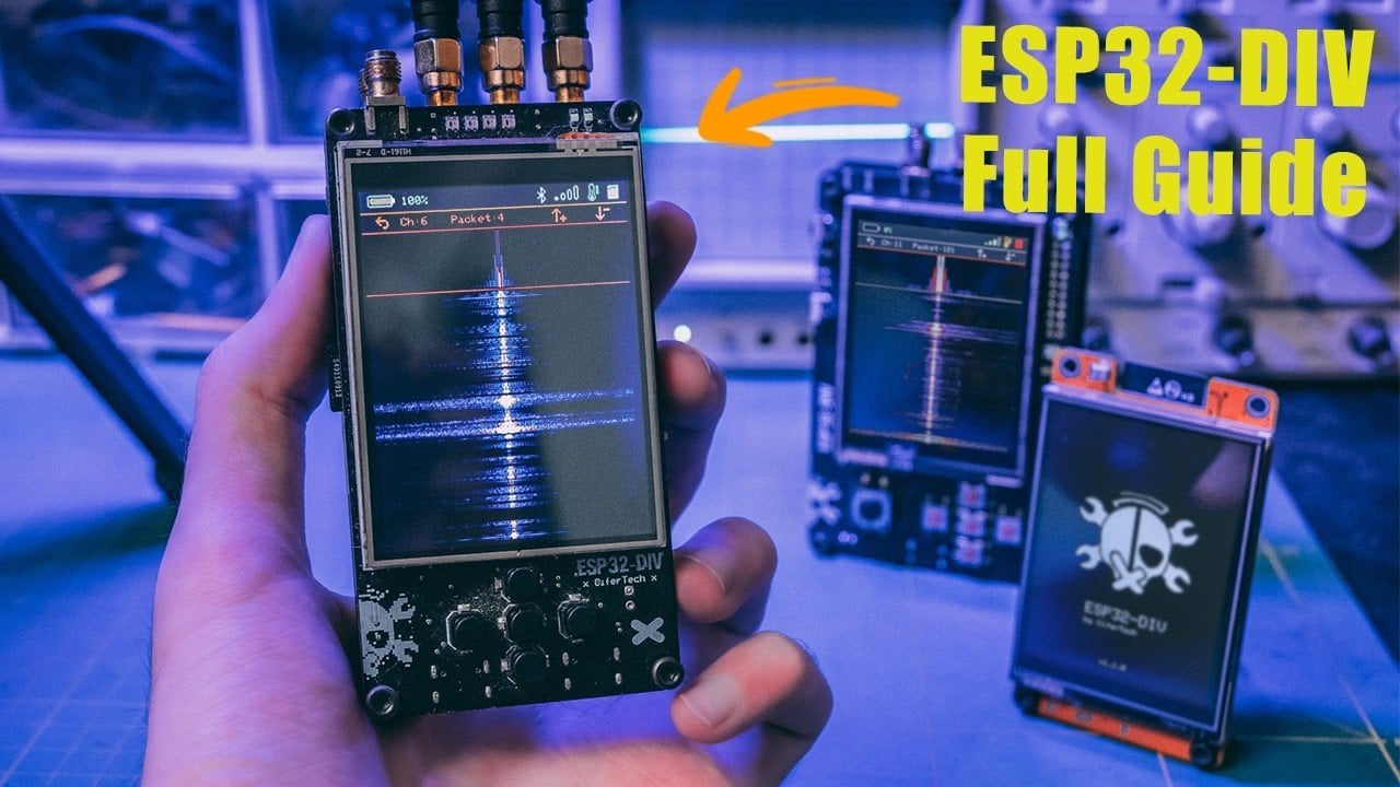 The ESP32-DIV circuit board showing the main ESP32 chip and components
