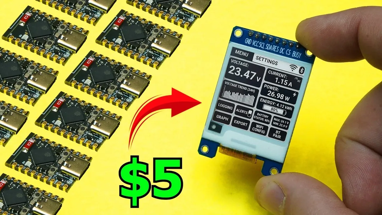 Close up of the 34 GPIO pin headers on the ESP32-S3 Super Mini board.