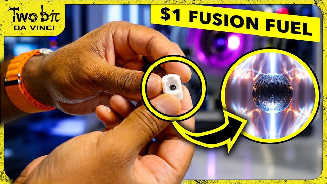 Inside the fusion reaction chamber showing laser targeting