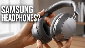 Concept graphic of the rumored Samsung Galaxy H1 over-ear headphones.
